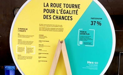 Photo de l'exposiion la roue tourne pour l'égalité de la HES-SO